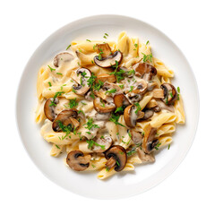 pasta with mushrooms on transparent or white background, png