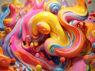 Splashes of multi-colored paint