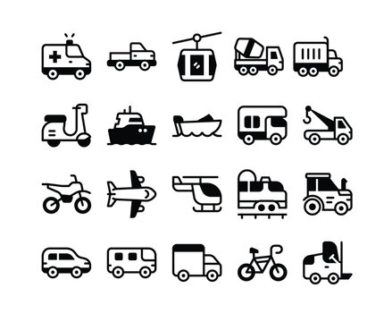 Vehicle icons vector Pack
