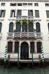 Street, canal and traditional venitian appartment building - Venice - Italy