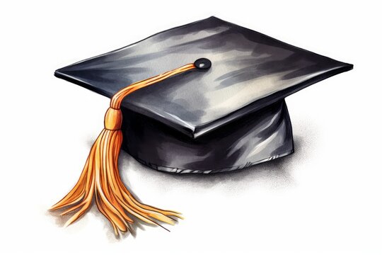 Cartoon Style Graduation Cap on White Background. AI generated
