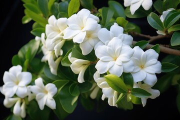 Obraz premium White flowers in the garden. Plumeria religiosa, beautiful jasmine white flowers, AI Generated