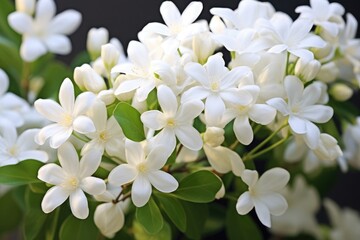 White jasmine flower blooming in the garden, Thailand. beautiful jasmine white flowers, AI Generated