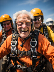 Fototapeta premium an old man skydiving