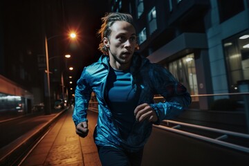 A sport person runner have daily running in urban city in evening