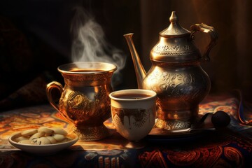 Arabic coffee traditional. Generate Ai