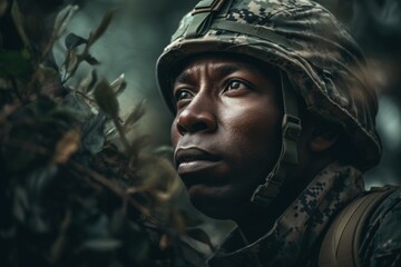 Fototapeta premium Black soldier. Generate Ai