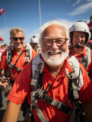 Fototapeta premium an old man skydiving