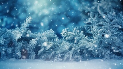 Beautiful winter background image of frosted spruce br Generative Ai