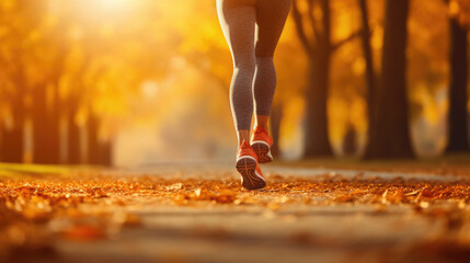 Male Runner's Legs in Autumn