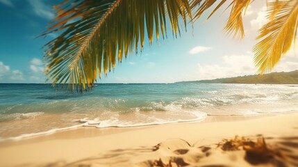 Fototapeta na wymiar Summer landscape nature of tropical golden beach and Generative Ai