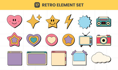 Retro Element Set Vector Design