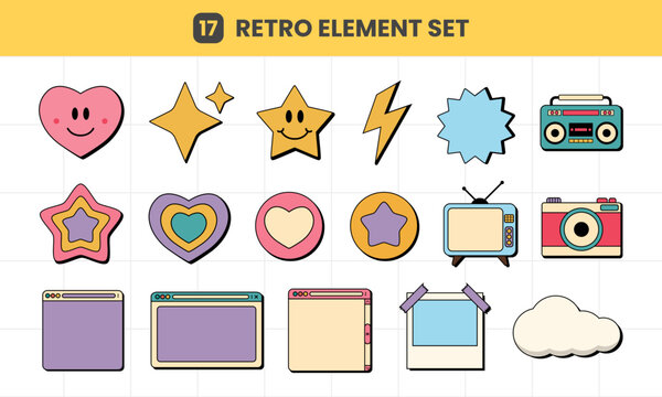 Retro Element Set Vector Design