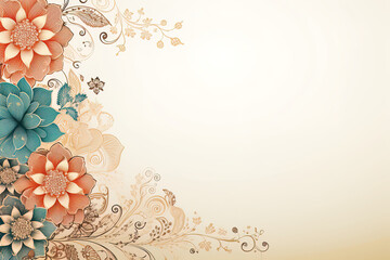 Elegant illustration featuring floral patterns that form the backdrop for Eid greetings