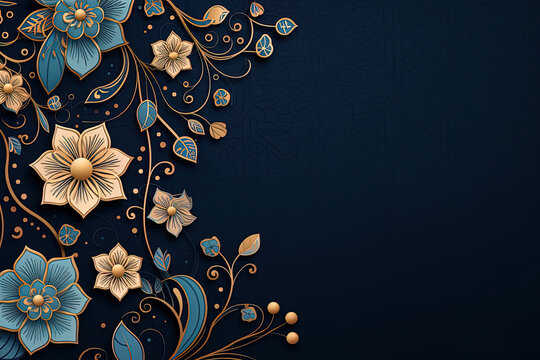 Elegant illustration featuring floral patterns that form the backdrop for Eid greetings