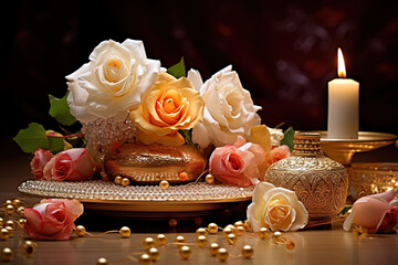 Obraz na płótnie Canvas Elegant illustration featuring floral patterns that form the backdrop for Eid greetings