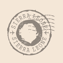 Stamp Postal of Sierra Leone. Map Silhouette rubber Seal.  Design Retro Travel. Seal of Map Sierra Leone grunge  for your design.  EPS10