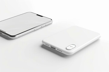 3D-rendered white smartphone mockup on white background. Generative AI