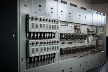 Shielded switchboard panel for production automation. Generative AI