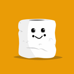 White toilet tissue cartoon vector logo illustration on orange background