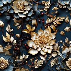 Fototapeta premium A close up of a flower on a wall. Digital image. Seamless pattern.
