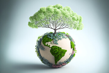 Ecological sustainability concept with stylized Earth as our home.