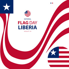Vector Illustration for Commemorate and celebrate National Flag Day Liberia on august 24. 