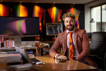 Inclusive Leadership: CEO with LGBTQ+ Emblem