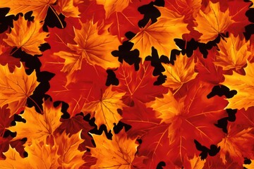 Naklejka na ściany i meble Autumnal Array: Endless Seamless Leaf Pattern