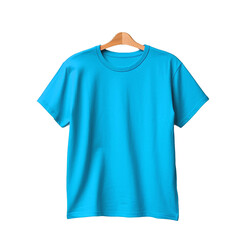 mock up blue t-shirt for putting pattern on transparent background