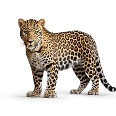 a leopard in white background