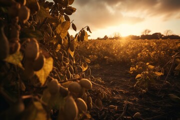 bountiful soybean harvest. Generative AI - obrazy, fototapety, plakaty