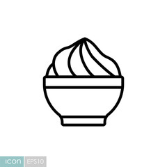 Mascarpone cheese dairy product in bowl icon