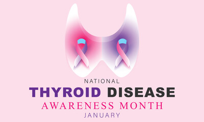 National Thyroid Disease awareness month. background, banner, card, poster, template. Vector illustration.