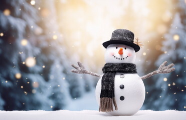 cute snowman with gifts for happy christmas and new year festival wallpaper