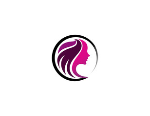 circle beauty Natural women face logo design inspiration