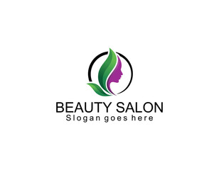 Fototapeta premium circle beauty Natural women face logo design inspiration