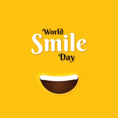 World smile day happiness yellow background design post or banner vector file