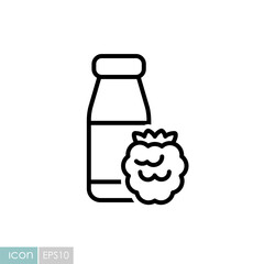Yoghurt bottle with flavor raspberry vector icon
