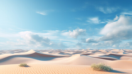 landscape with sand dunes in the sahara desert. Generative Ai. 