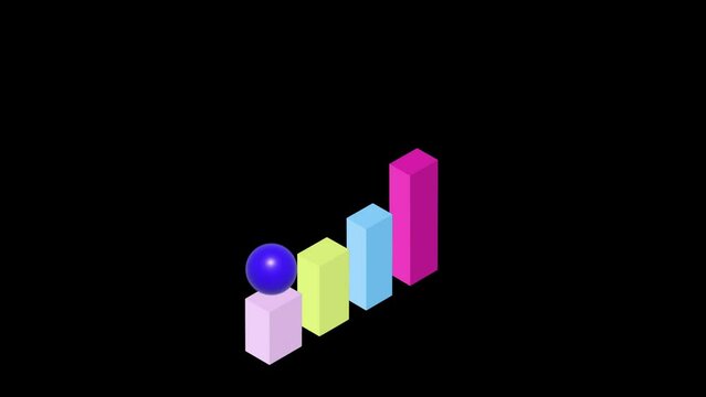 motion animated footage. Statistics bars columns growth, with ball animation