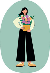 Woman with a flower bouquet