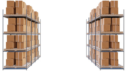 Warehouse, shelves and parcels	 isolated on Transparent PNG. Docks, Economy, transport and warehousing concept