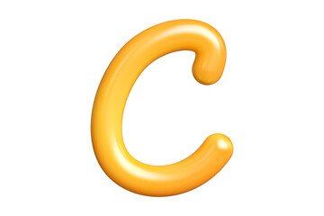 3D rendering curly handwritten font letter C in orange.. Graphic resource suitable for prints, artworks, mood boards and web advertisings. High quality 3D illustration.