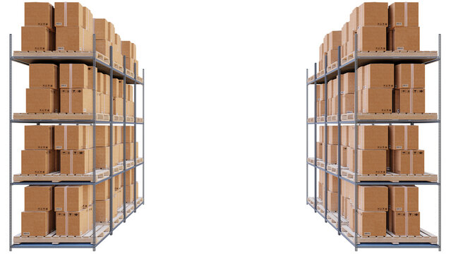 Warehouse, shelves and parcels	 isolated on Transparent PNG. Docks, Economy, transport and warehousing concept