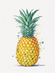 Pineapple watercolor, AI generate