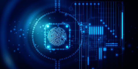 2d Illustration Fingerprint Scanning Technology Concept 