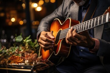 Obraz premium Close-up of hands passionately cradling a musical instrument - stock photography concepts