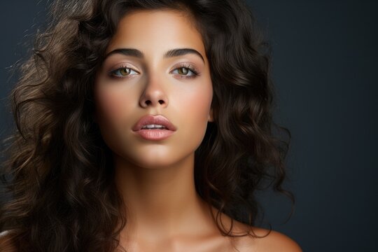Contemplative finger on lips gesture of model - stock photography concepts