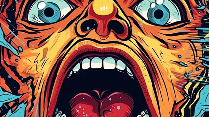 Gordijnen Illustration of a screaming man. . Fantasy concept , Illustration painting. © X-Poser